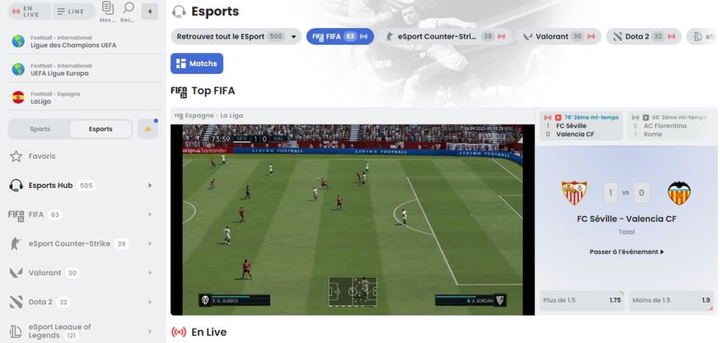 Casino Sky esports live