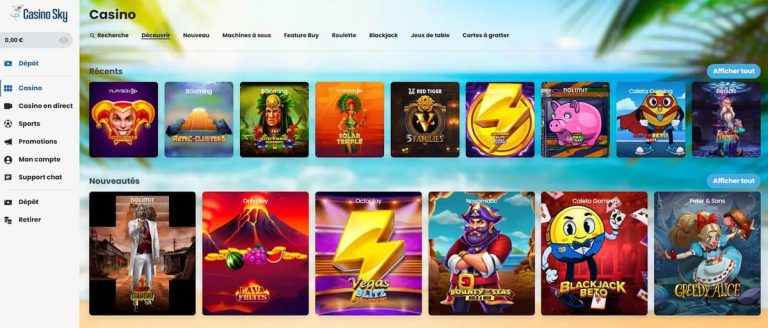 Casino Sky jeux