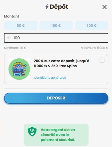 Casino Sky moyens paiements